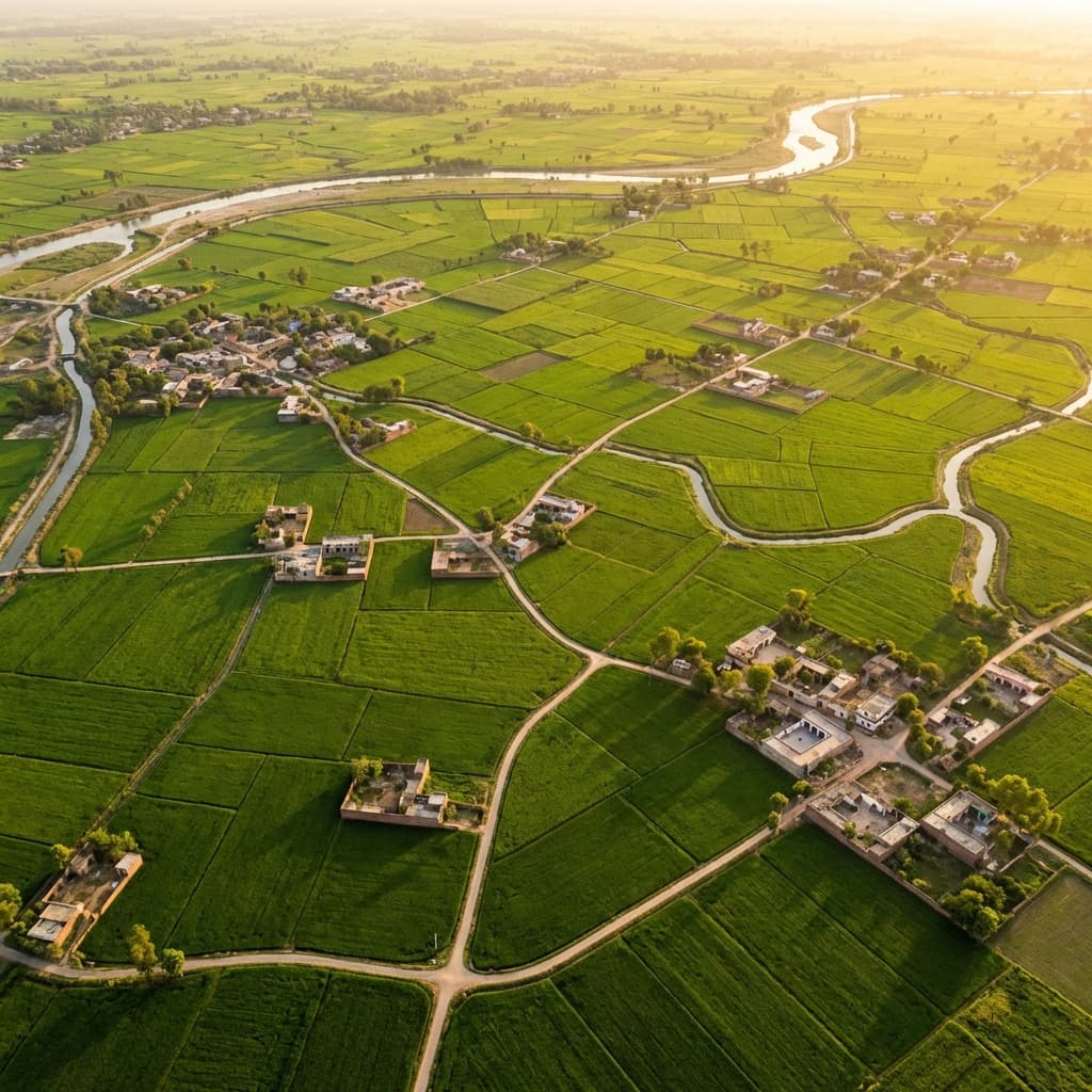 Punjab farmland aerial view